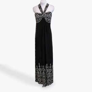 soma halter maxi dresses Women's Soft Jersey Twist-Front Halter Maxi Dress in Black size Small